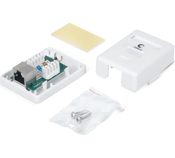 Компьютерная розетка Cabeus RJ-45(8P8C), категория 6, экранированная, одинарная, внешняя, Dual IDC WS-8P8C-Cat.6-SH-1