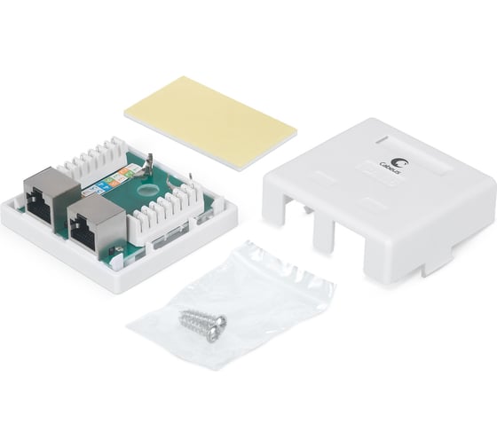 Компьютерная розетка Cabeus RJ-45(8P8C), категория 6, экранированная, двойная, внешняя, Dual IDC WS-8P8C-Cat.6-SH-2