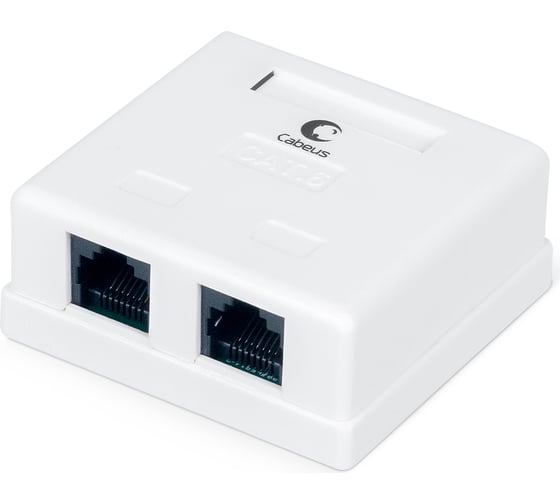 Компьютерная розетка Cabeus RJ-45(8P8C), категория 6, двойная, внешняя, Dual IDC WS-8P8C-Cat.6-2 1