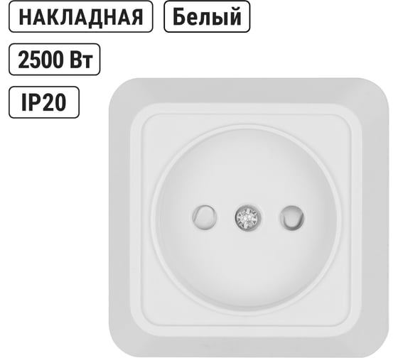 Розетка TDM ELECTRIC 2П открытой установки с защитными шторками IP20 10А, белый серия "Ладога" SQ1801-0059