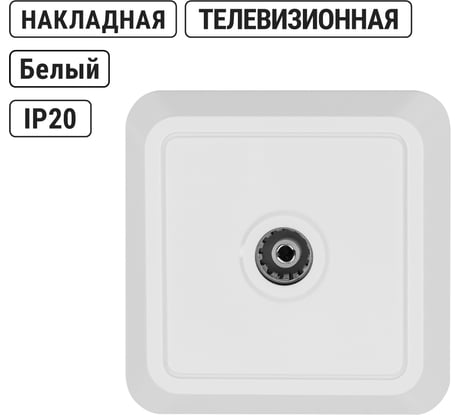 Розетка TDM ELECTRIC TВ простая (0-2400 Гц, мама) открытой установки, IP20 белая Ладога SQ1801-0025