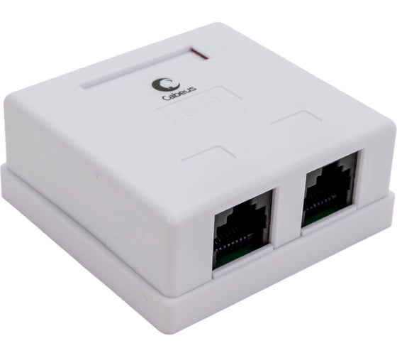 Компьютерная розетка Cabeus RJ-45, категория 5e, двойная, внешняя, Dual IDC WS-8P8C-Cat.5e-2