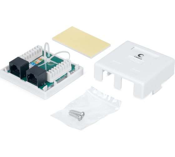 Компьютерная розетка Cabeus RJ-45, категория 5e, двойная, внешняя, Dual IDC WS-8P8C-Cat.5e-2