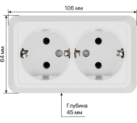 Двойная розетка открытой установки 2П+3 IP20 16А, белая TDM ELECTRIC Ладога SQ1801-0019