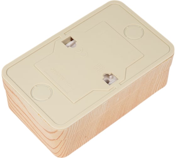 Розетка TDM ELECTRIC двойная 2П+З открытой установки с защитными шторками IP20 16А, сосна, серия "Ладога" SQ1801-0056