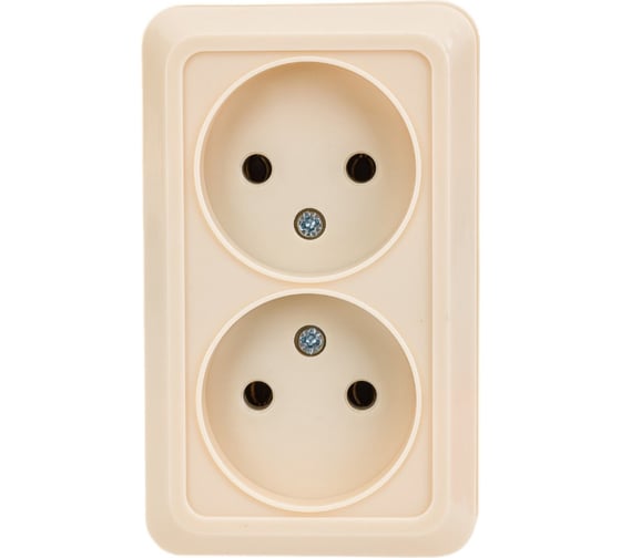 Двойная розетка открытой установки 2П IP20 10А, слоновая кость TDM ELECTRIC Ладога SQ1801-0018