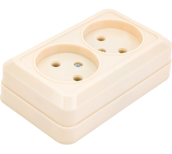 Двойная розетка открытой установки 2П IP20 10А, слоновая кость TDM ELECTRIC Ладога SQ1801-0018