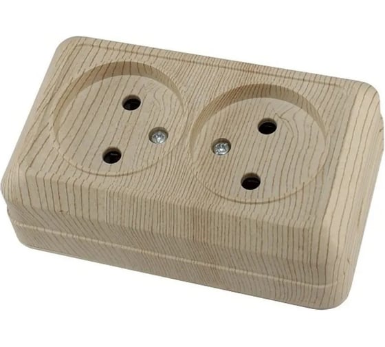 Двойная розетка открытой установки 2П IP20 10А, сосна TDM ELECTRIC Ладога SQ1801-0051