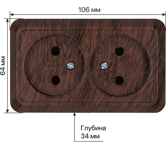 Двойная розетка открытой установки 2П IP20 10А, бук TDM ELECTRIC Ладога SQ1801-0035