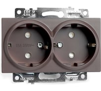 Розетка STEKKER 2-местная с/з (механизм), GLS16-7114-04, 250В, 16А с защитной шторкой, серия Катрин, шоколад, 49030