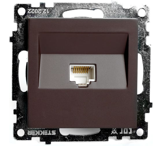 1-местная компьютерная розетка RJ-45 (механизм) STEKKER GLS00-7107-04, серия Катрин, шоколад, 49023