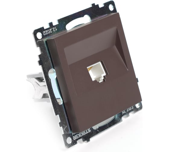 1-местная компьютерная розетка RJ-45 (механизм) STEKKER GLS00-7107-04, серия Катрин, шоколад, 49023