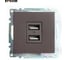 2-местная USB розетка (механизм) STEKKER GLS10-7115-04, 250B, 2,1А, серия Катрин, шоколад 49027 8