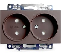 2-местная розетка без заземления (механизм) STEKKER GLS10-7113-04, 250V, 10А с защитной шторкой, серия Катрин, шоколад, 49026