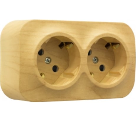 Розеточный блок Legrand двойной с заземлением Legrand Quteo с предварительным подключением со шторками IP20 16А 250В винтовые зажимы накладной монтаж дерево 782287