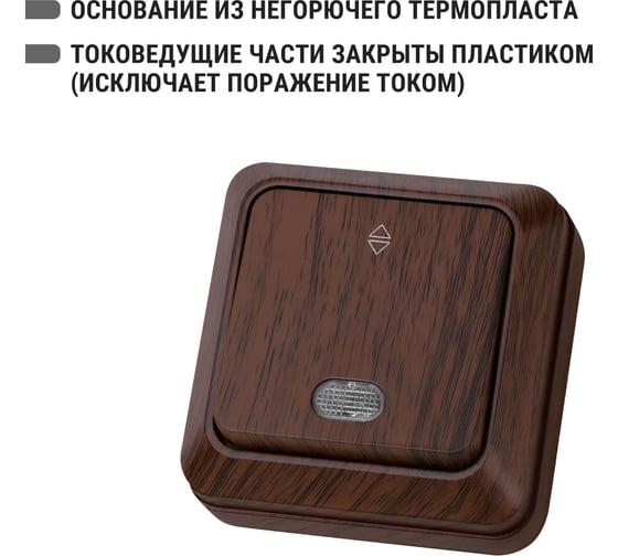 Проходной переключатель TDM ELECTRIC Ладога бук ОП одноклавишный с подсветкой SQ1801-0032