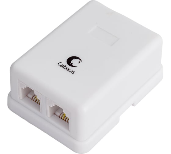 Двойная внешняя телефонная розетка RJ-12(6P4C) Cabeus белая WS-6P4C-TEL-2