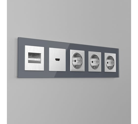 Накладка для двойной розетки еthernet rj-45 WERKEL серебряный рифленый a051350