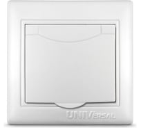 Розетка с заземлением, с крышкой, белая UNIVersal Севиль С0029