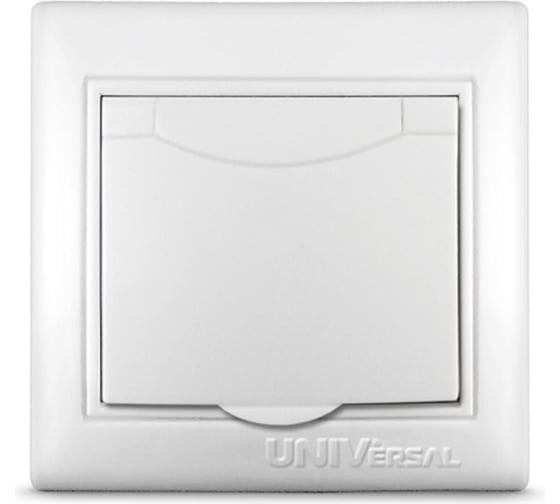Розетка с заземлением, с крышкой, белая UNIVersal Севиль С0029