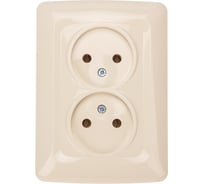 Двойная розетка KRANZ без заземления, скрытой установки, 10а, бежевая KR-78-0247