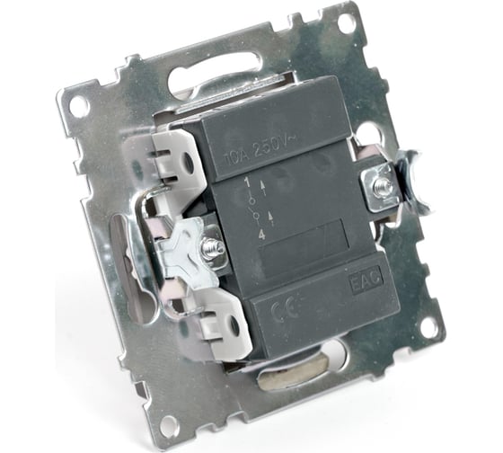 1-клавишный переключатель STEKKER (механизм), GLS10-7105-04, 250V, 10А, серия Катрин, шоколад, 49018