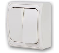 Двухклавишный выключатель открытой проводки беж/беж duwi ДЕЛЬТА 26352 4