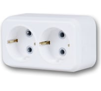 Двухместная розетка с заземлением открытой проводки, белый duwi АЛЬФА 23407 4