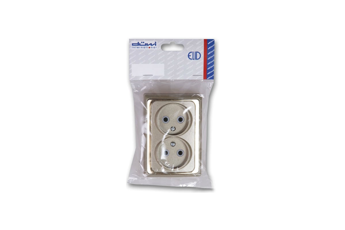 Двухместная розетка открытой проводки без заземления, метал/кремовый ...