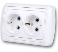 Двухместная розетка скрытой проводки с заземлением, бел/бел duwi ДЕЛЬТА 23561 3