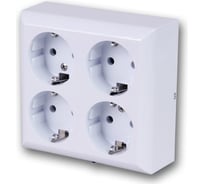 Четырехгнездовая розетка для наружной проводки с заземляющим контактом, белый REV PlanoLuxe 10172 7