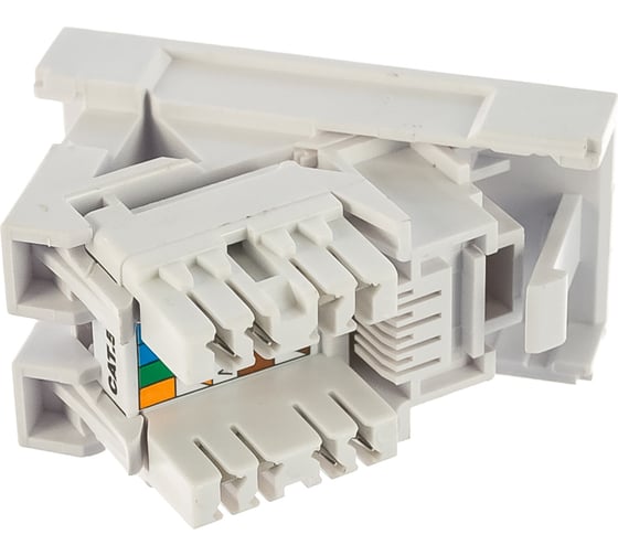 Розетка-вставка 45x22.5 (аналог Mosaic) с наклонным модулем RJ-45, категория 5е Hyperline SIP2K-C5E-M45-22.5 35210