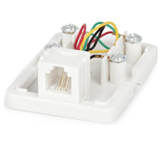 Телефонная одинарная, внешняя розетка RJ-12 6P4C белая Hyperline SB-1-6P4C-C2-WH 15846