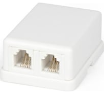 Телефонная двойная, внешняя розетка RJ-12 6P4C белая Hyperline SB-2-6P4C-C2-WH 15847