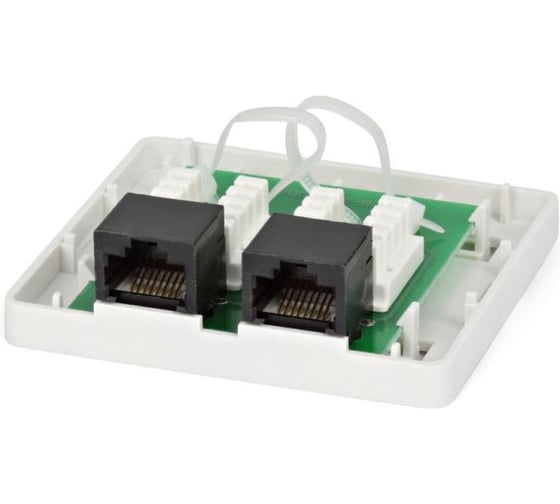 Компьютерная двойная, внешняя розетка RJ-45 8P8C категория 5e Dual IDC Hyperline SB2-2-8P8C-C5e-WH 28062
