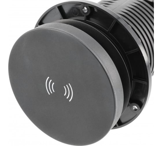 Врезной вертикальный удлинитель GTV camino, 2xschuko, 1xusb-a/5v, 1xtype-c/5v, беспроводная зарядка 10w, ночник, вилка провод 1,5м, черный AE-BPW2SCAM-20