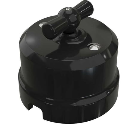 Поворотный выключатель Мезонинъ фарфоровый на четыре положения (2-х клавишный), цвет - черный, серия "аврора", тм GE70403-05