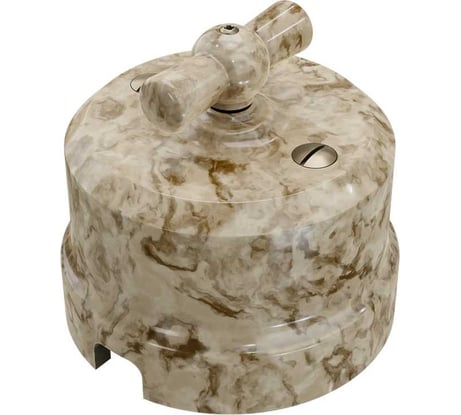 Поворотный выключатель Мезонинъ фарфоровый на четыре положения (2-х клавишный), цвет - дворцовый мрамор, серия "аврора", тм GE70403-19