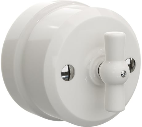 Поворотный выключатель Мезонинъ фарфоровый на четыре положения (2-х клавишный), цвет - белый, серия "аврора", тм GE70403-01