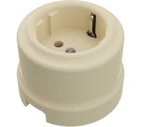 Розетка Мезонинъ фарфоровая, двухполюсная, с заземляющим контактом, цвет - слоновая кость, серия "аврора" тм GE70302-02