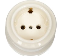 Розетка Мезонинъ фарфоровая, двухполюсная, с заземляющим контактом, цвет - белый, серия "аврора" тм GE70302-01