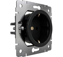 Розетка Мезонинъ с заземляющим контактом для скрытой установки, цвет - черный, серия лахта/ лахта сенатъ GE35301-05