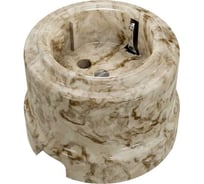 Розетка Мезонинъ фарфоровая, двухполюсная, с заземляющим контактом, цвет - дворцовый мрамор, серия "аврора" тм GE70302-19