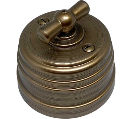 Выключатель Мезонинъ ретро пластиковый поворотный на два положения, для включения из 2-х мест (1-клавишный проходной), ip20, цвет - бронза, усадьба, тм GE30404-36