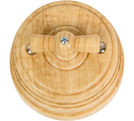 Выключатель Мезонинъ ретро пластиковый поворотный на два положения, для включения из 2-х мест (1-клавишный проходной), ip20, цвет - сосна, усадьба, тм GE30404-11