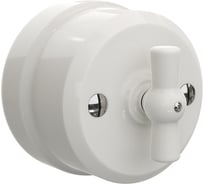 Поворотный выключатель Мезонинъ фарфоровый на два положения, для включения из 2-х мест (1-клавишный проходной), цвет - белый, серия "аврора", тм GE70405-01