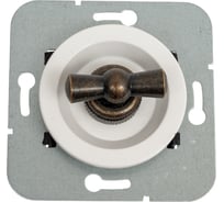 Выключатель Мезонинъ на 4 положения для скрытой установки, цвет - белый, ручка - бронза, серия лахта, коллекция "сенатъ" GE35401-0136