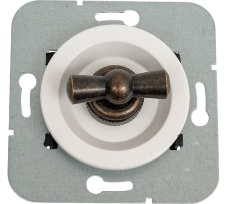 Выключатель Мезонинъ на 4 положения для скрытой установки, цвет - белый, ручка - бронза, серия лахта, коллекция "сенатъ" GE35401-0136