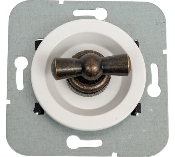 Выключатель Мезонинъ на 4 положения для скрытой установки, цвет - белый, ручка - бронза, серия лахта, коллекция "сенатъ" GE35401-0136 1