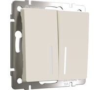 Двухклавишный проходной выключатель WERKEL с подсветкой (айвори матовый) a062421